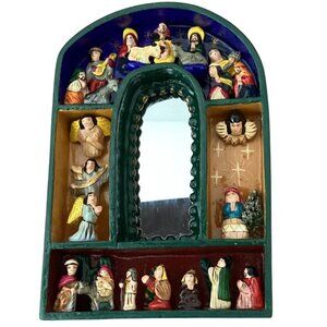 Handcrafted Peruvian Nativity Scene Wall Mirror Decor